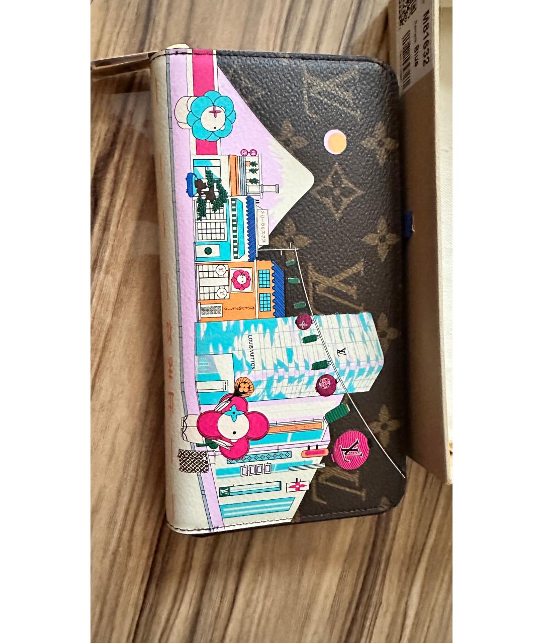 LOUIS VUITTON Коричневый кожаный кошелек, фото 2