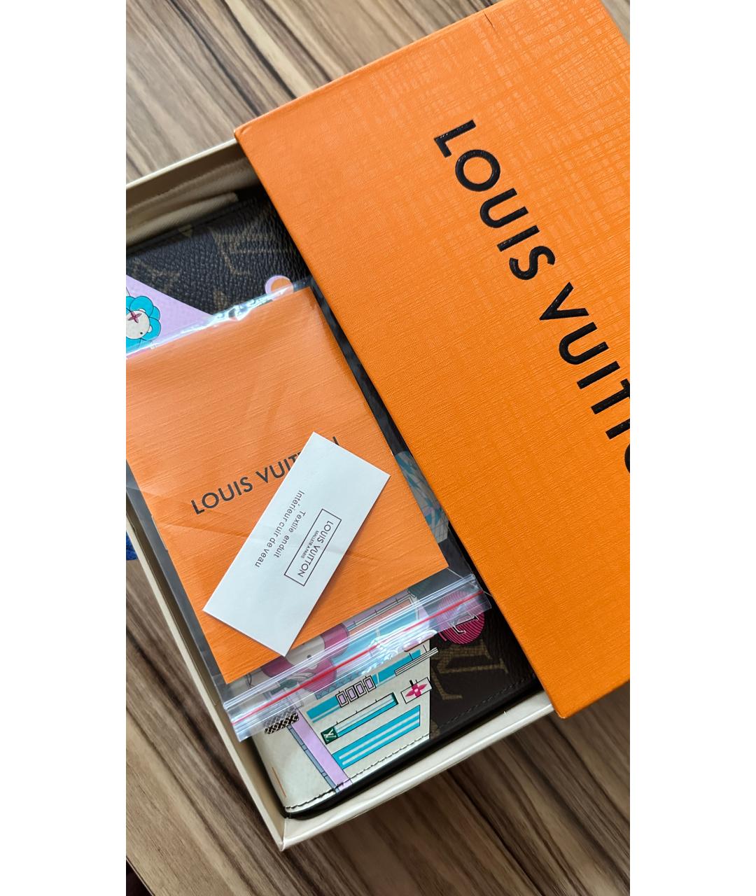 LOUIS VUITTON Коричневый кожаный кошелек, фото 3