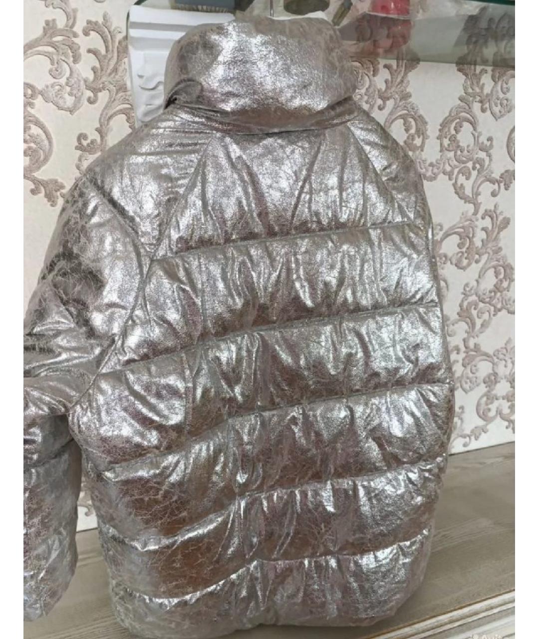 PINKO Серебряная полиэстеровая куртка, фото 2