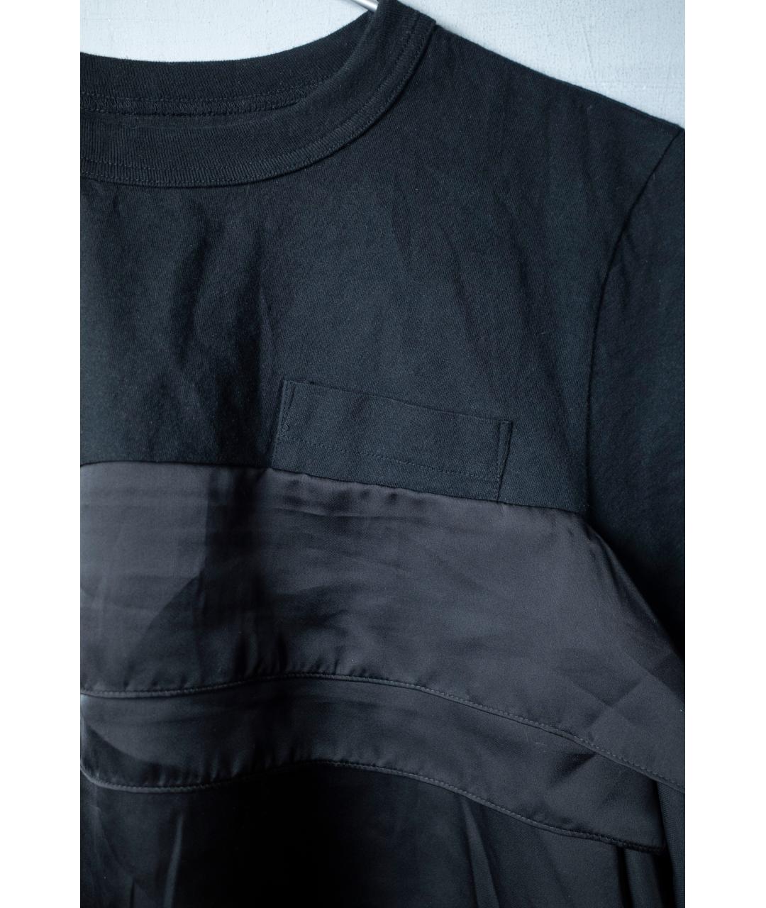 SACAI Черная хлопковая футболка, фото 3