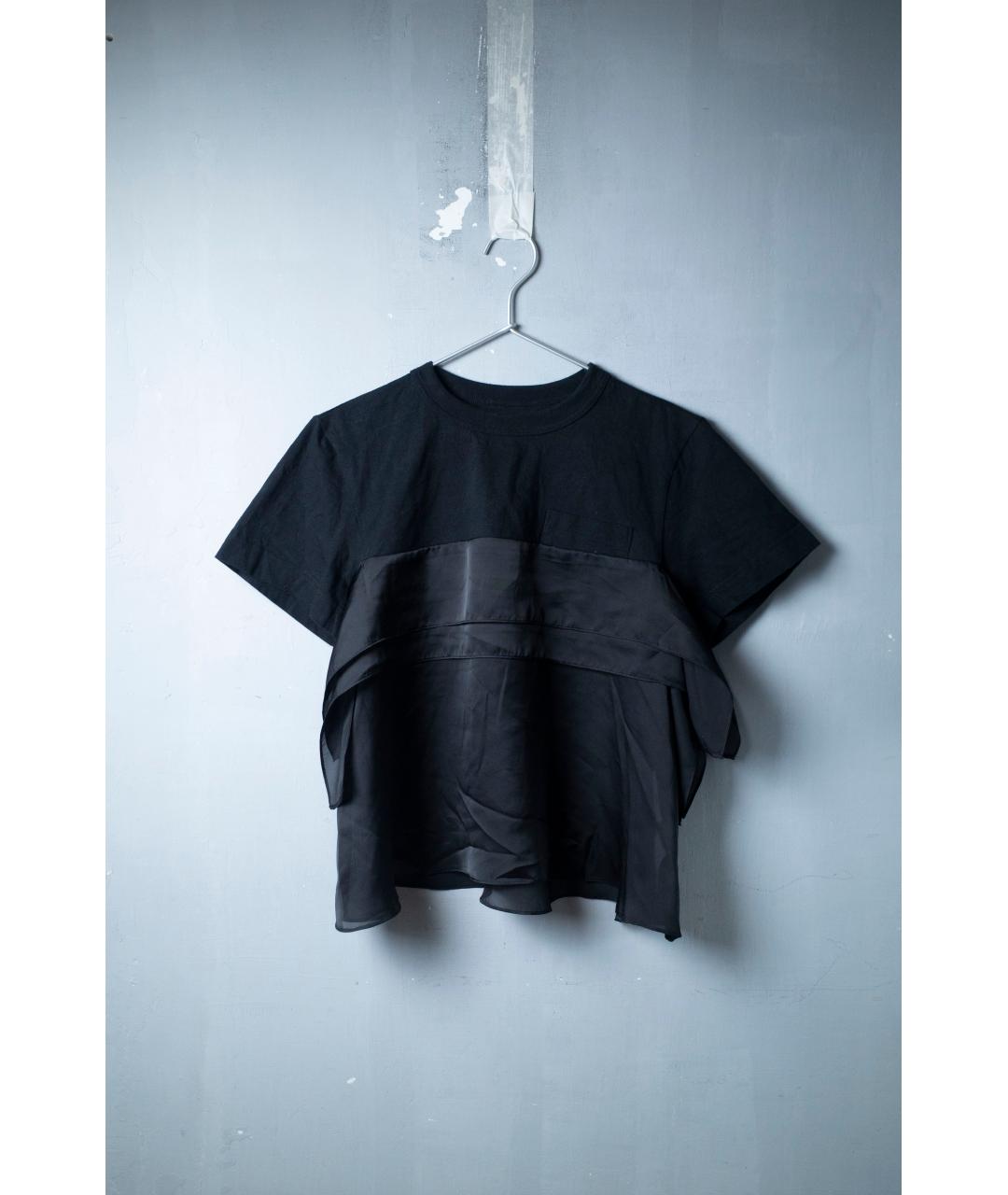 SACAI Черная хлопковая футболка, фото 6