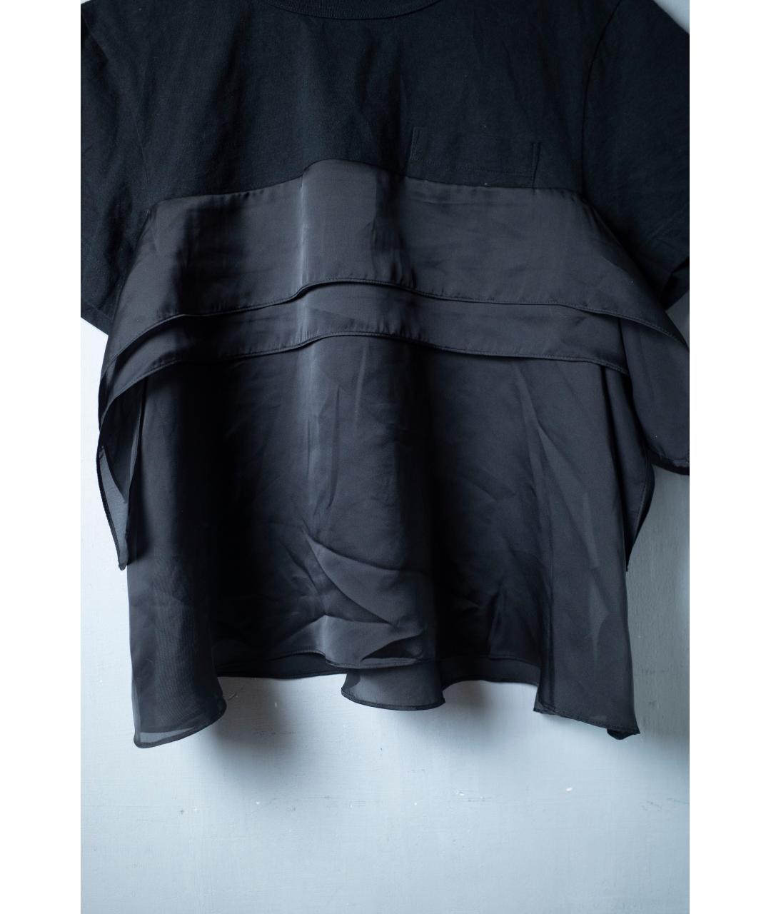 SACAI Черная хлопковая футболка, фото 4