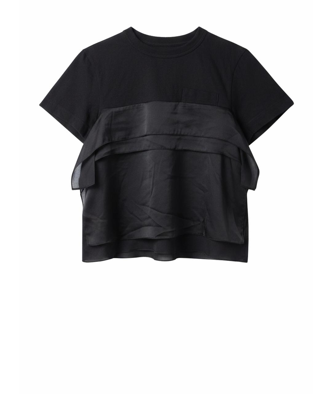 SACAI Черная хлопковая футболка, фото 1