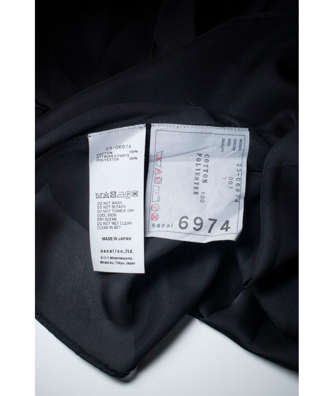 SACAI Черная хлопковая футболка, фото 5