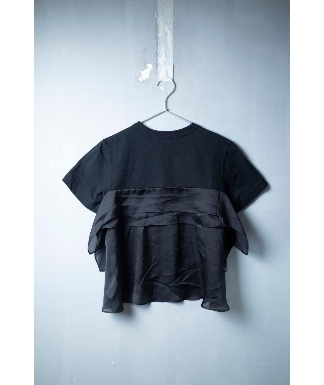 SACAI Черная хлопковая футболка, фото 2