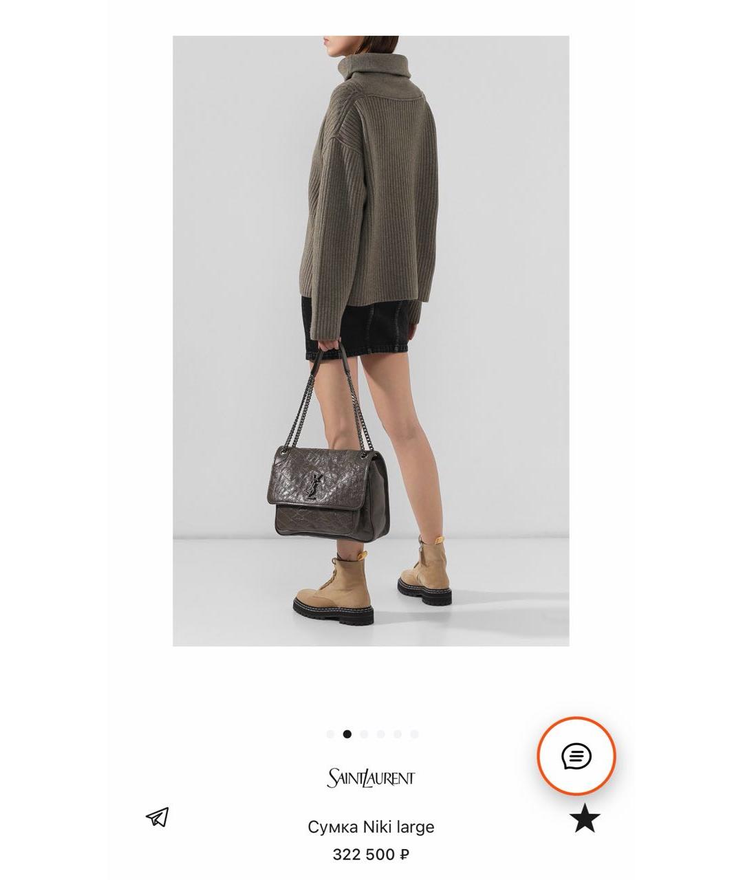 SAINT LAURENT Антрацитовая кожаная сумка через плечо, фото 8