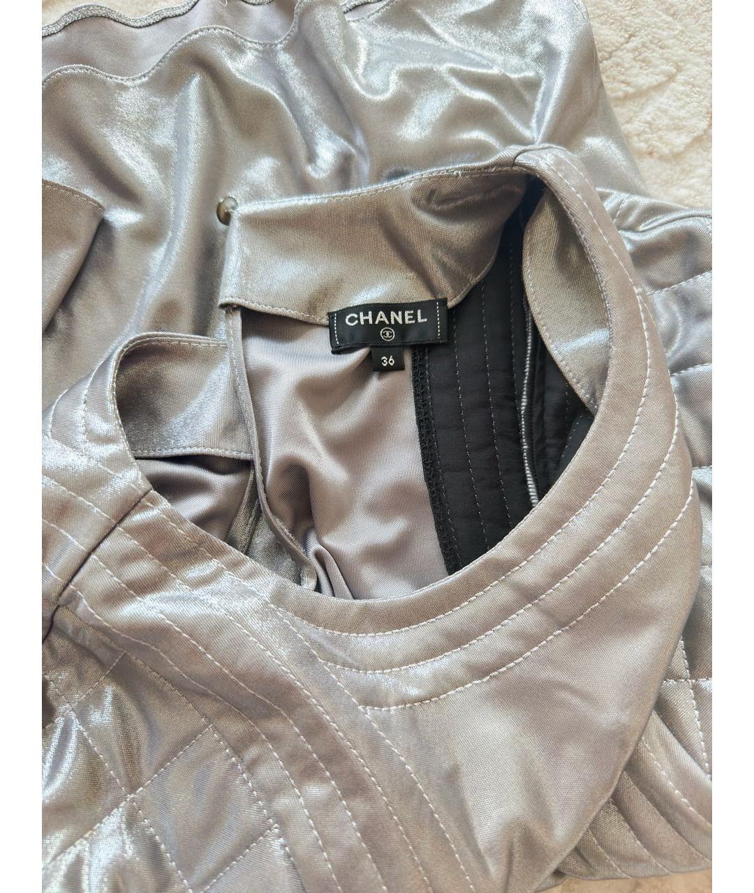 CHANEL Серебряная шелковая блузы, фото 6