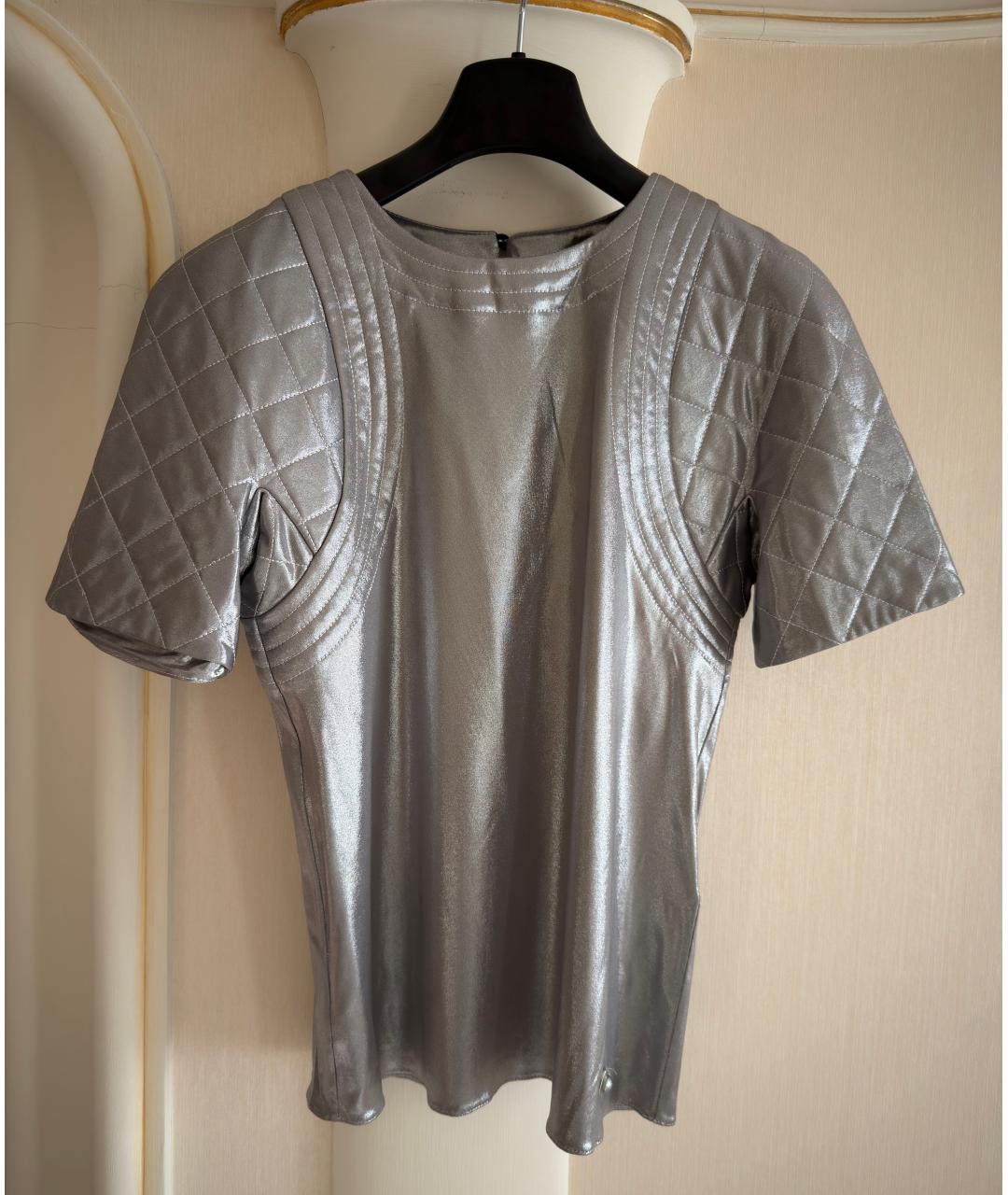 CHANEL Серебряная шелковая блузы, фото 7