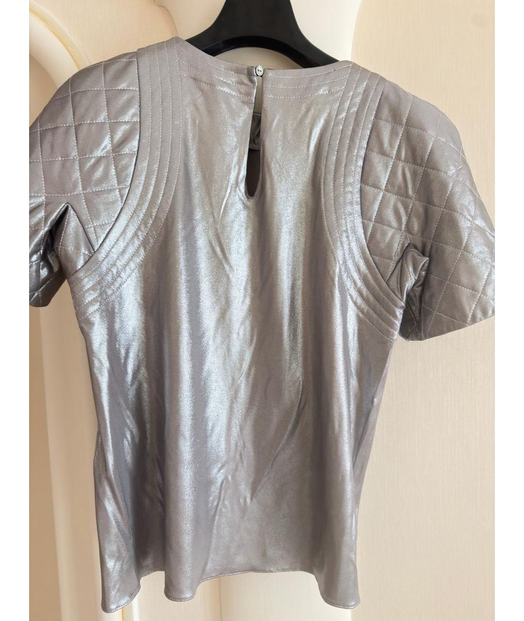 CHANEL Серебряная шелковая блузы, фото 3