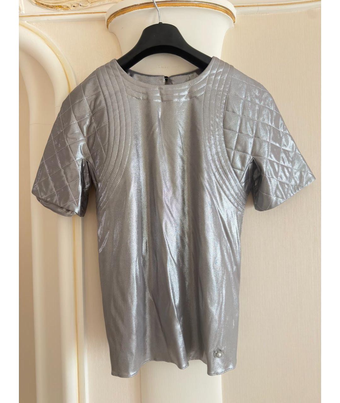 CHANEL Серебряная шелковая блузы, фото 2