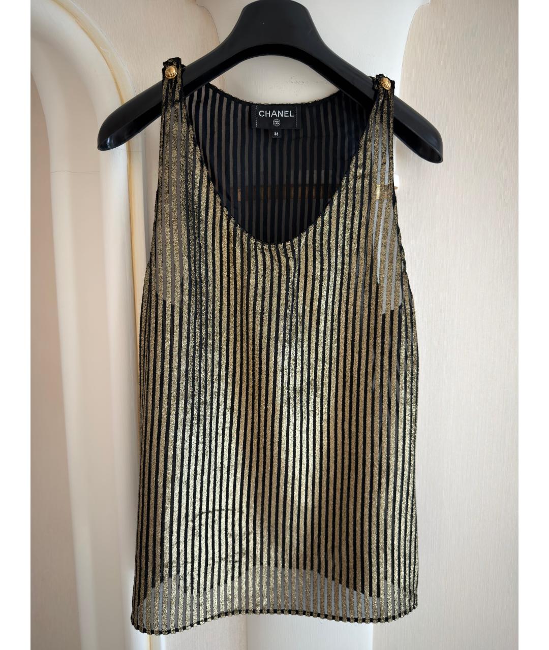 CHANEL Золотая креповая майка, фото 7