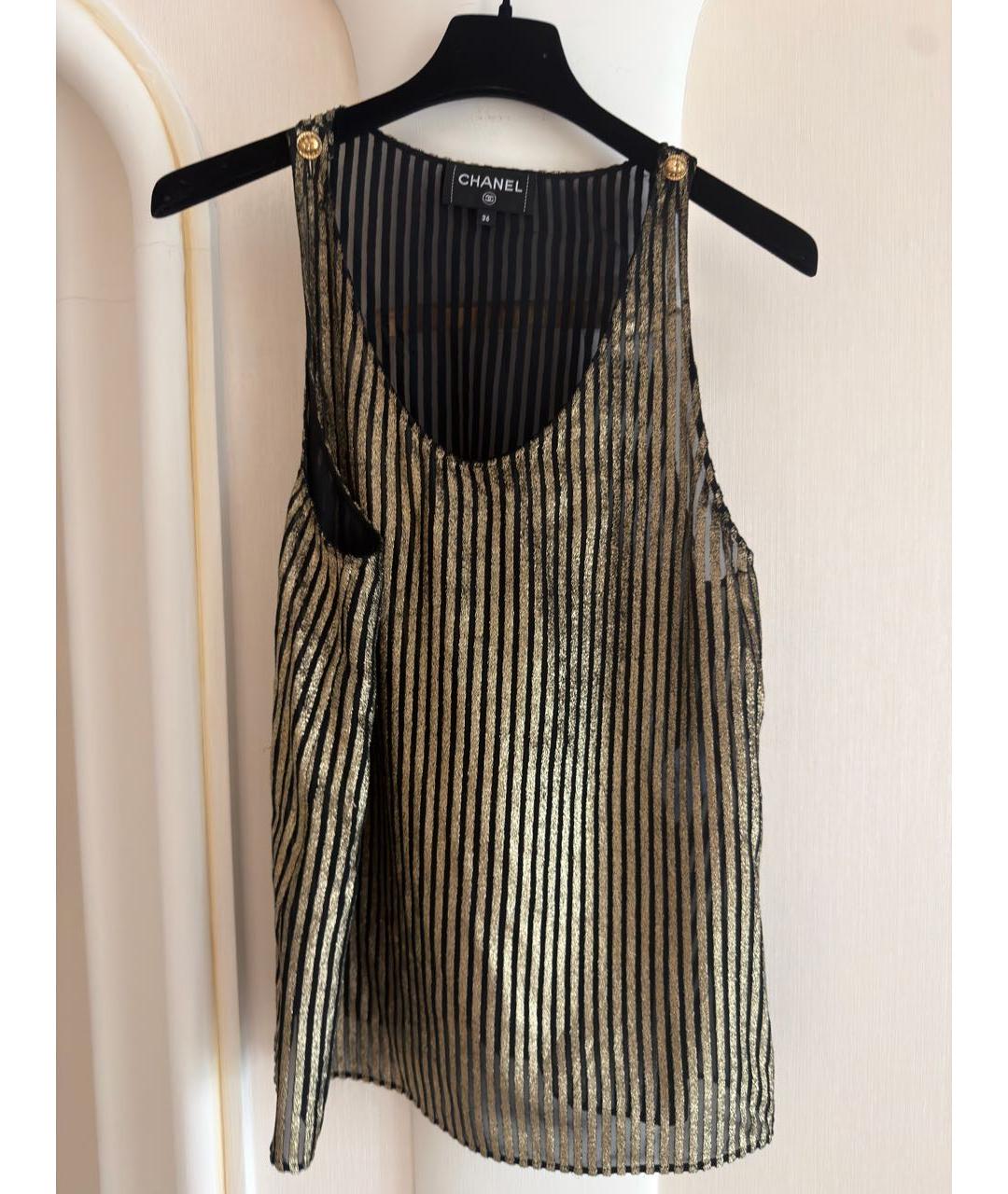 CHANEL Золотая креповая майка, фото 2