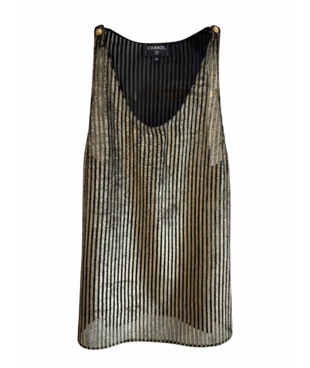 CHANEL Золотая креповая майка, фото 1