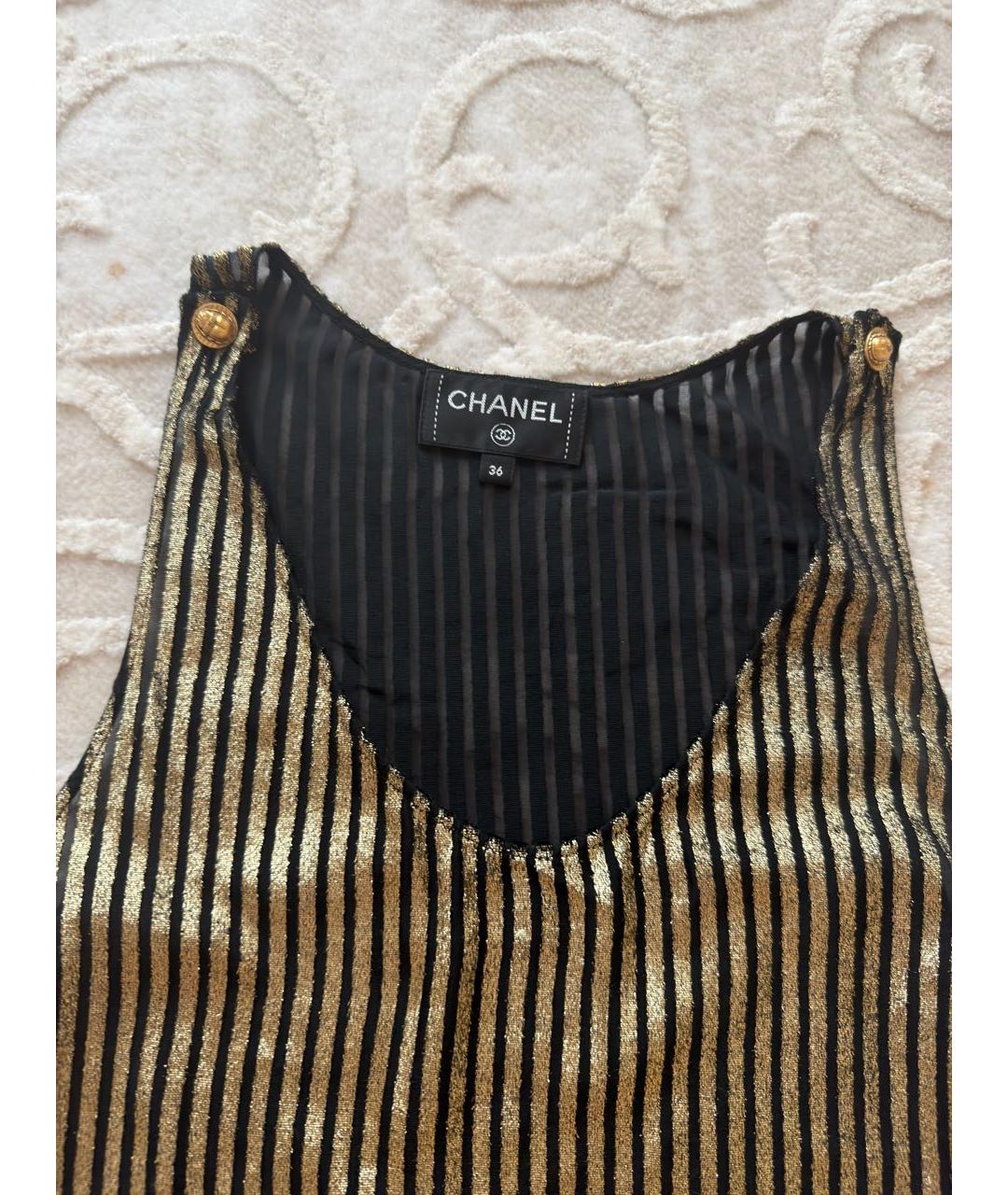 CHANEL Золотая креповая майка, фото 4