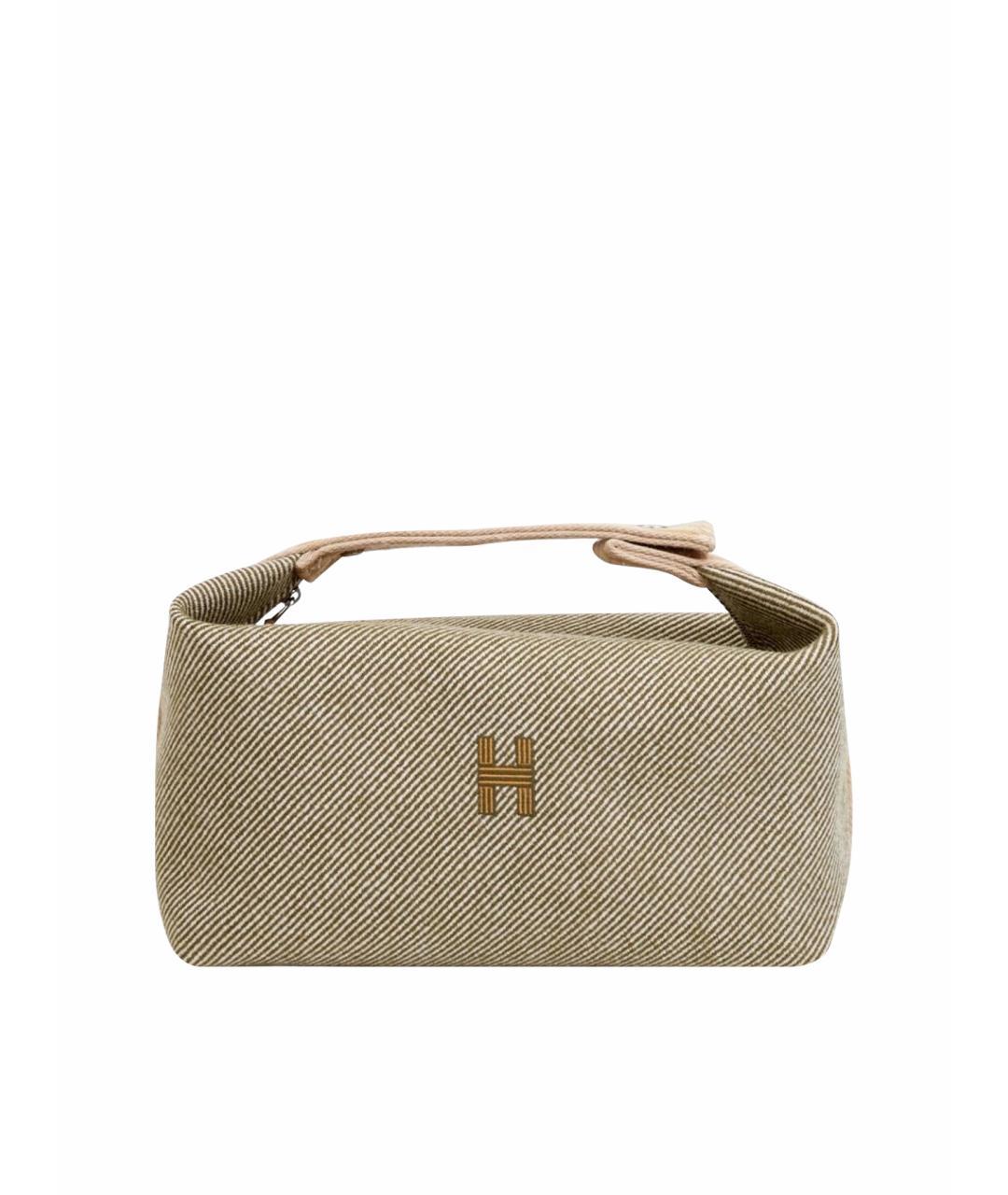 HERMES Зеленая тканевая косметичка, фото 1