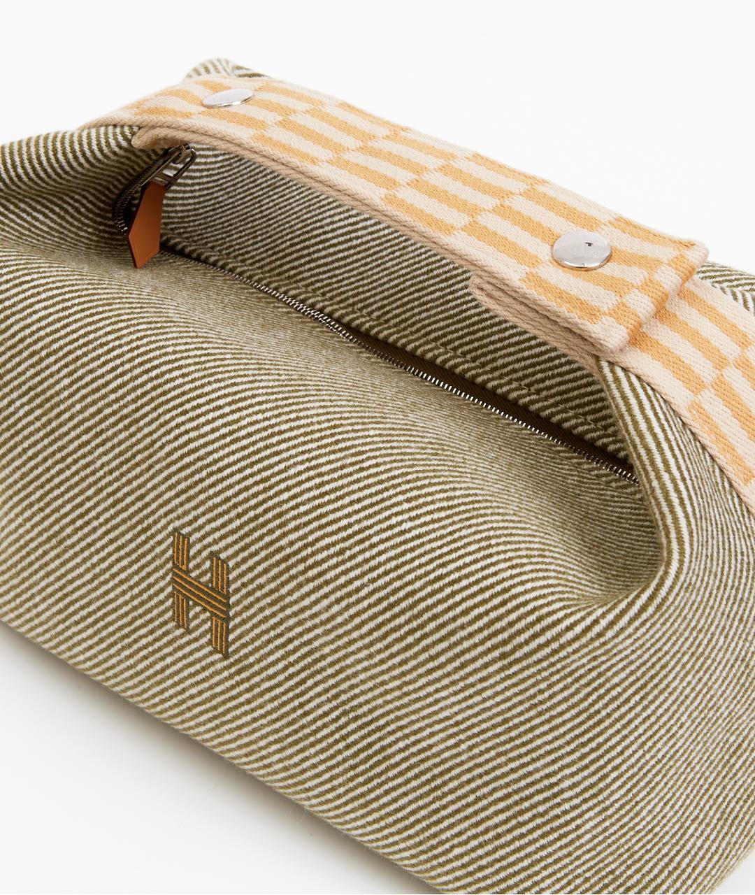 HERMES Зеленая тканевая косметичка, фото 5