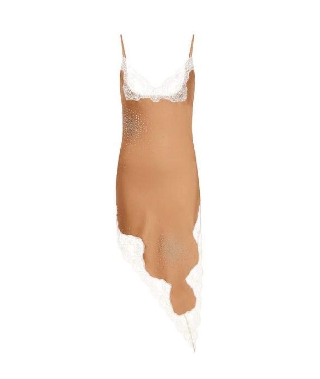 GIUSEPPE DI MORABITO Бежевое атласное вечернее платье, фото 5