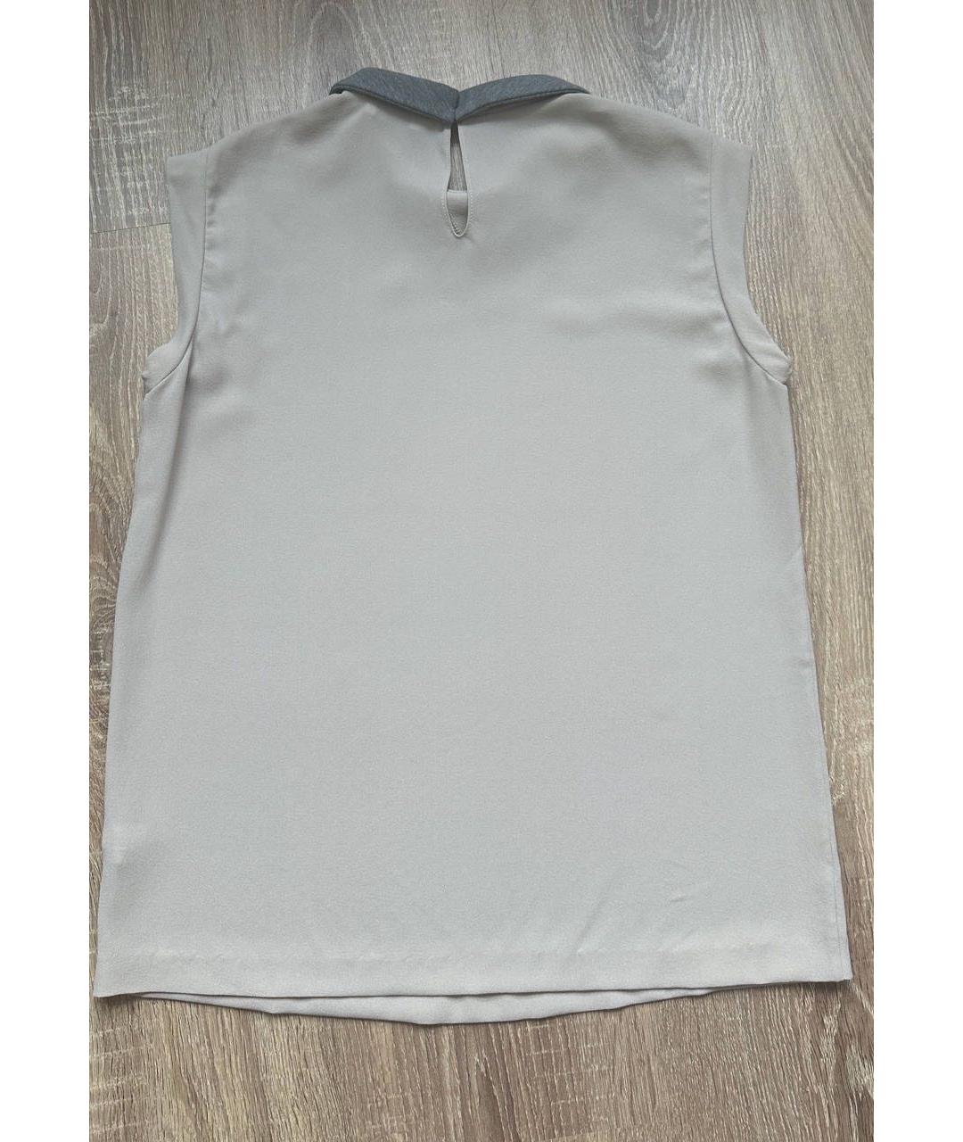 BRUNELLO CUCINELLI Бежевая шелковая блузы, фото 2