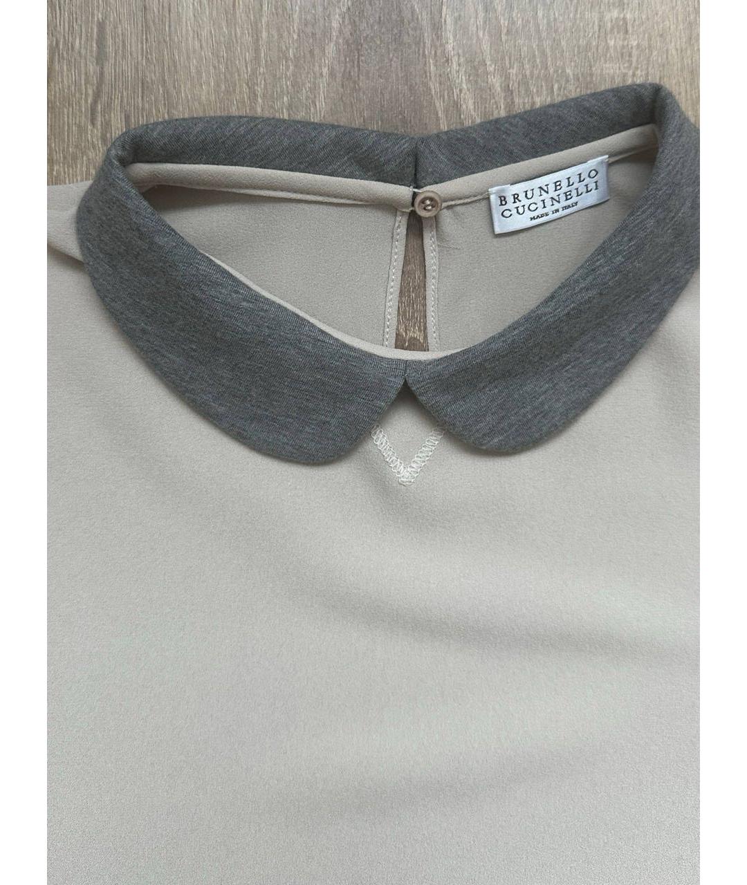 BRUNELLO CUCINELLI Бежевая шелковая блузы, фото 3