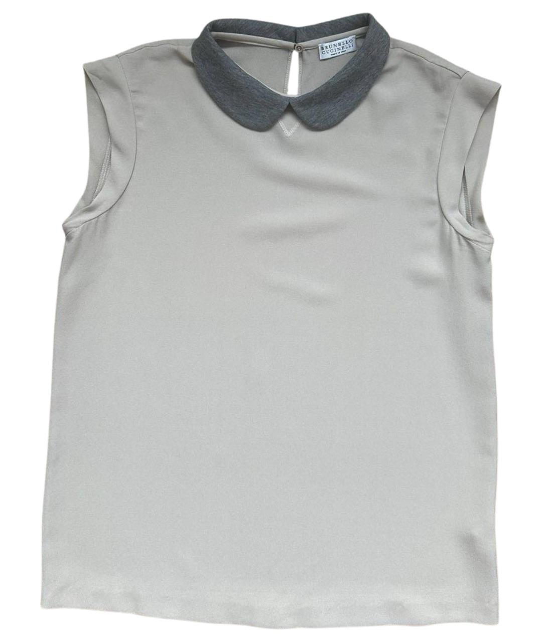 BRUNELLO CUCINELLI Бежевая шелковая блузы, фото 1