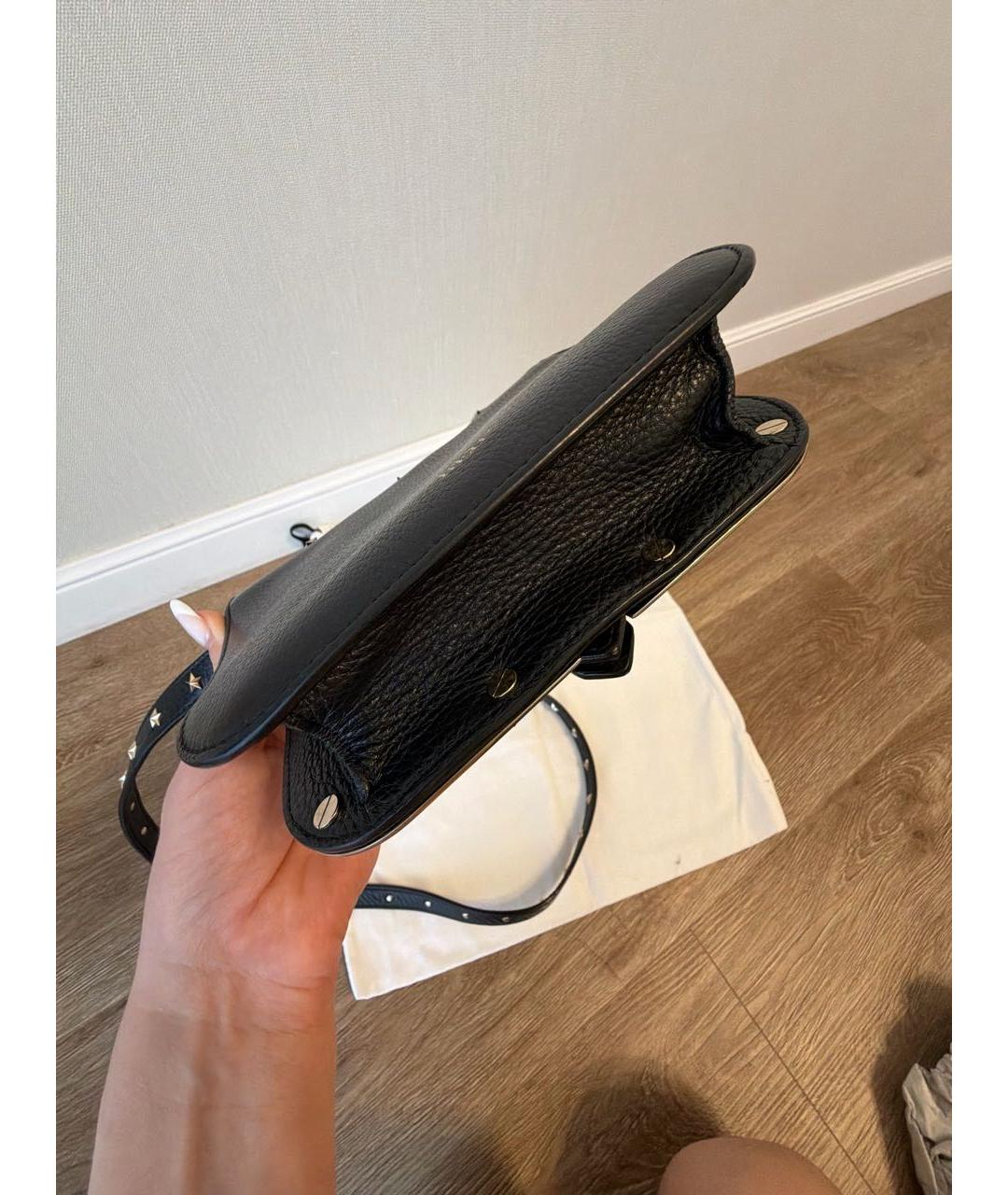 RED VALENTINO Черная кожаная сумка через плечо, фото 6
