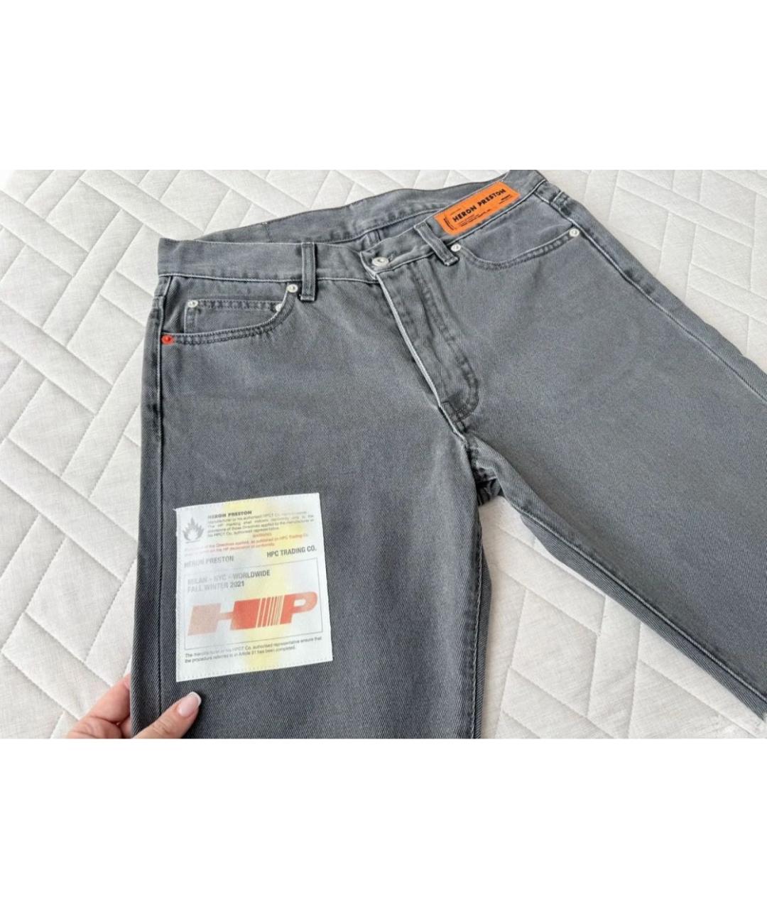 HERON PRESTON Серые хлопковые прямые джинсы, фото 5