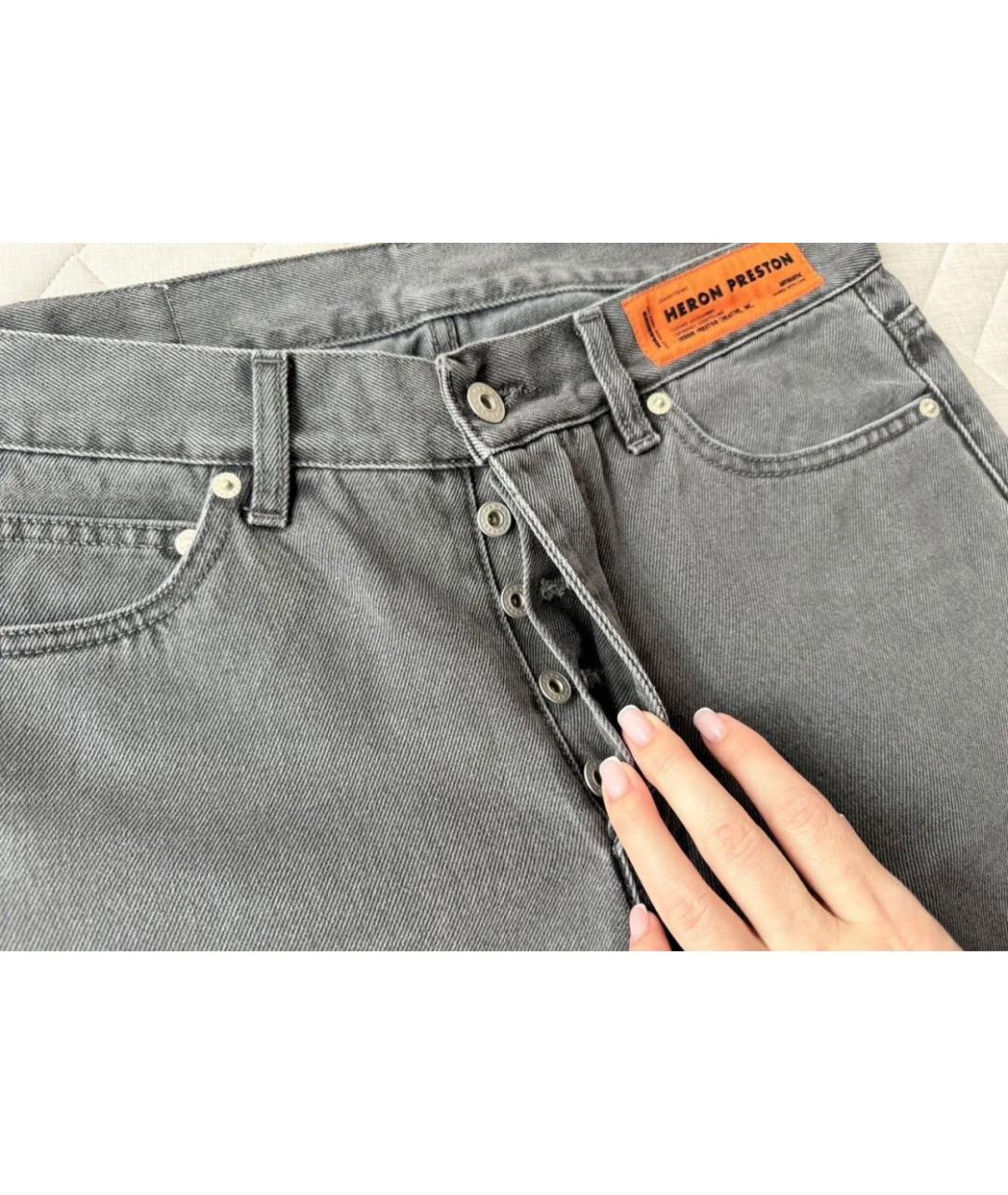 HERON PRESTON Серые хлопковые прямые джинсы, фото 6