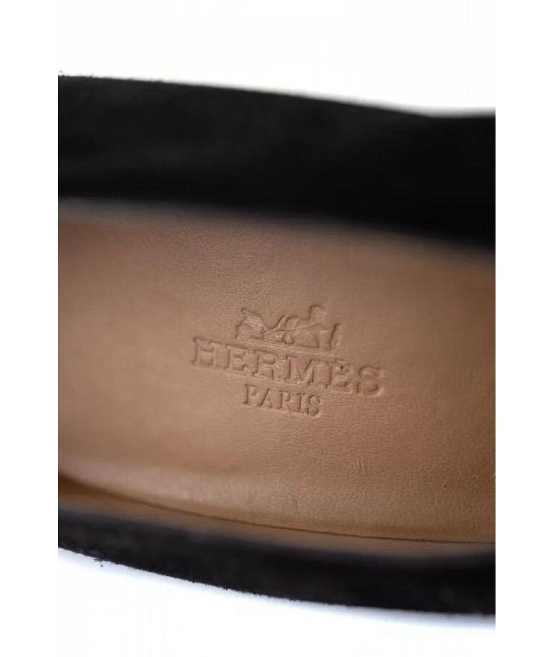HERMES Черные замшевые туфли, фото 5