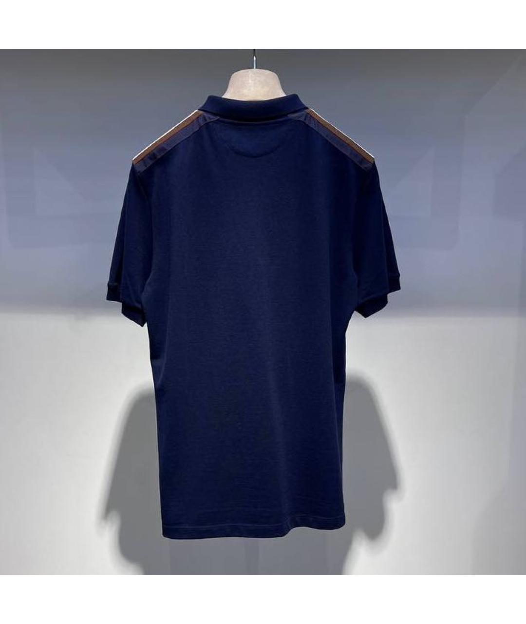 BRUNELLO CUCINELLI Темно-синее хлопковое поло с коротким рукавом, фото 2