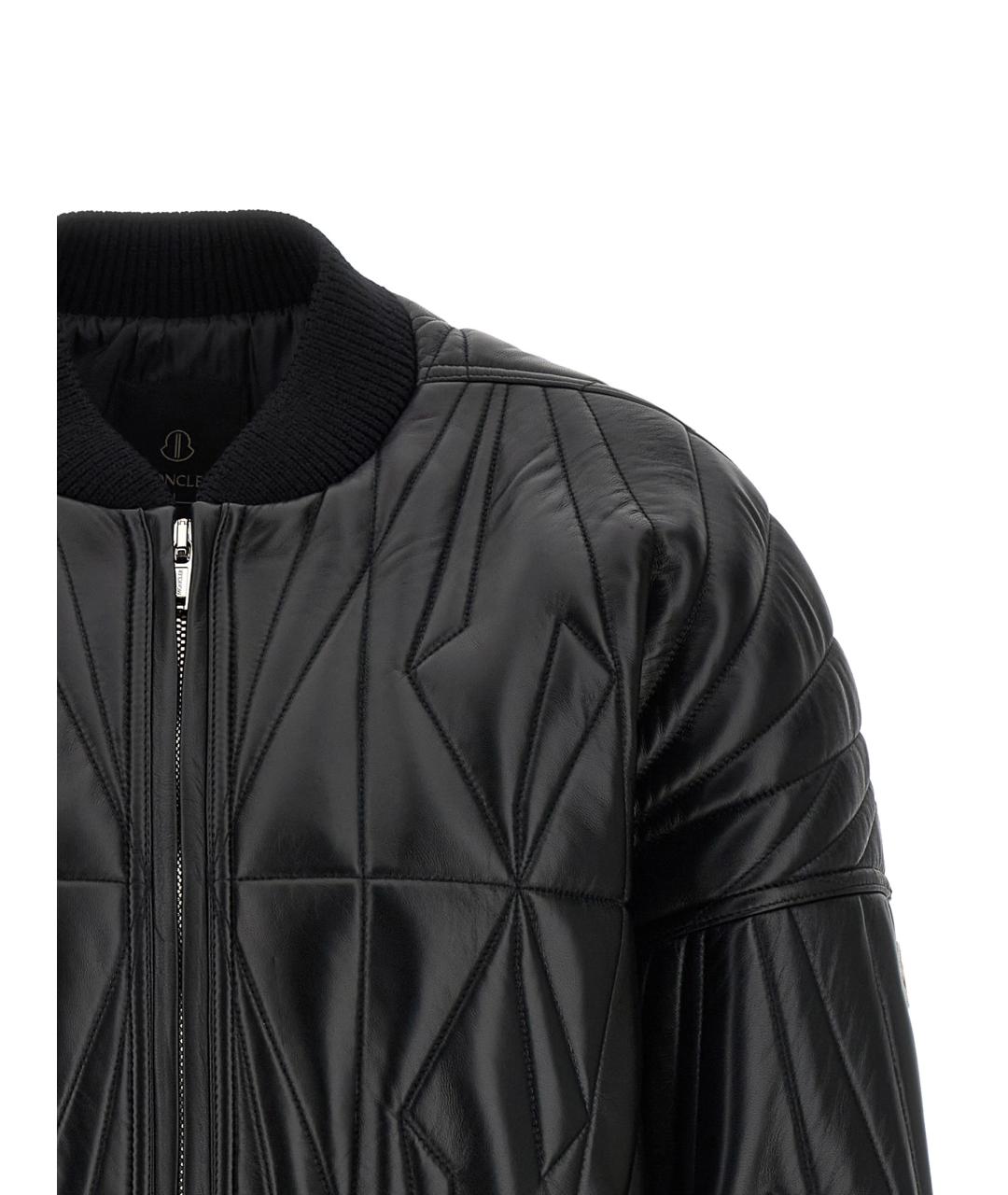 MONCLER Черная кожаная куртка, фото 3