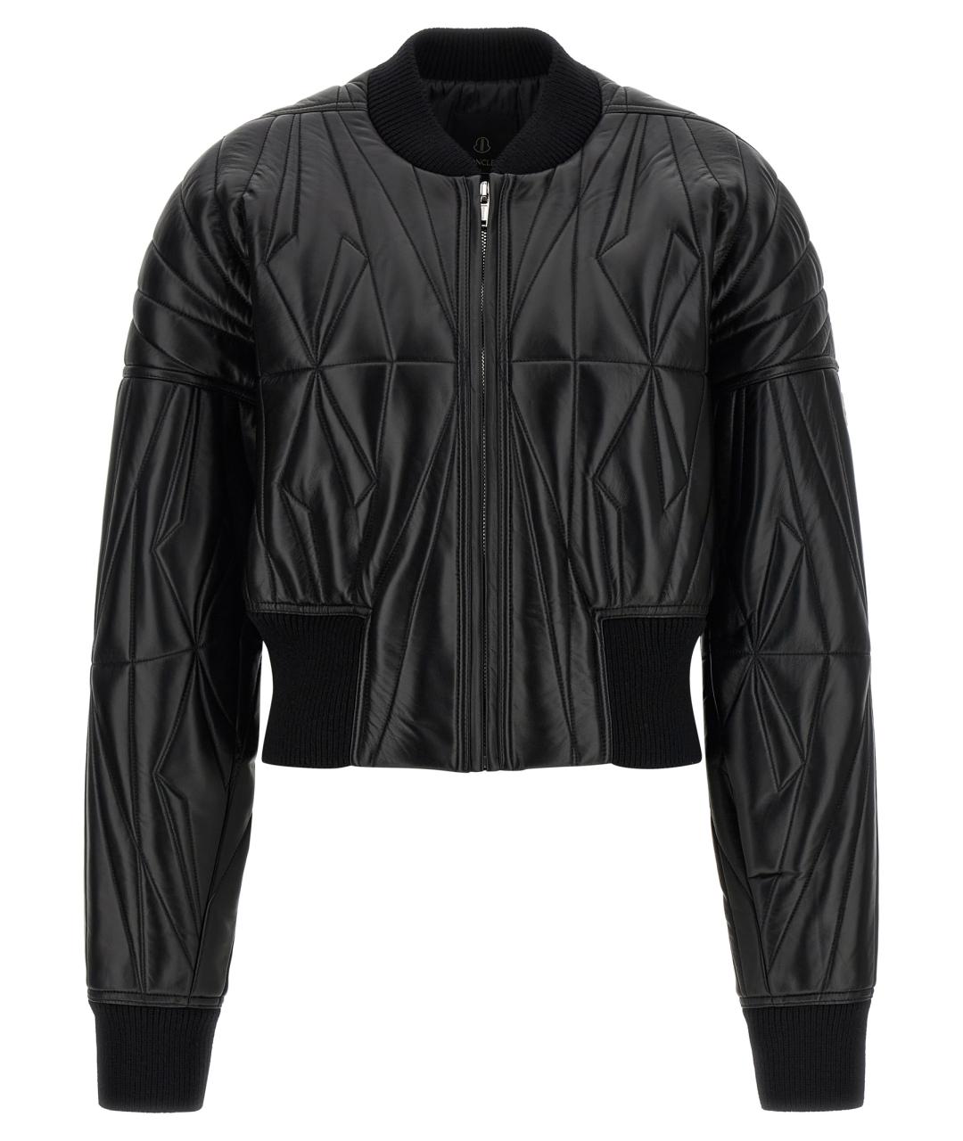 MONCLER Черная кожаная куртка, фото 1