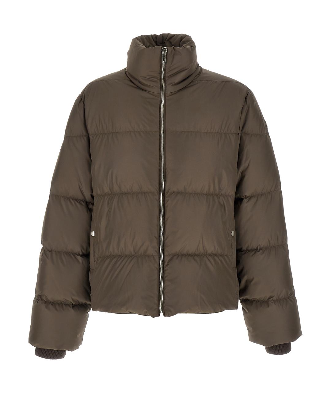 MONCLER Коричневый полиэстеровый пуховик, фото 1