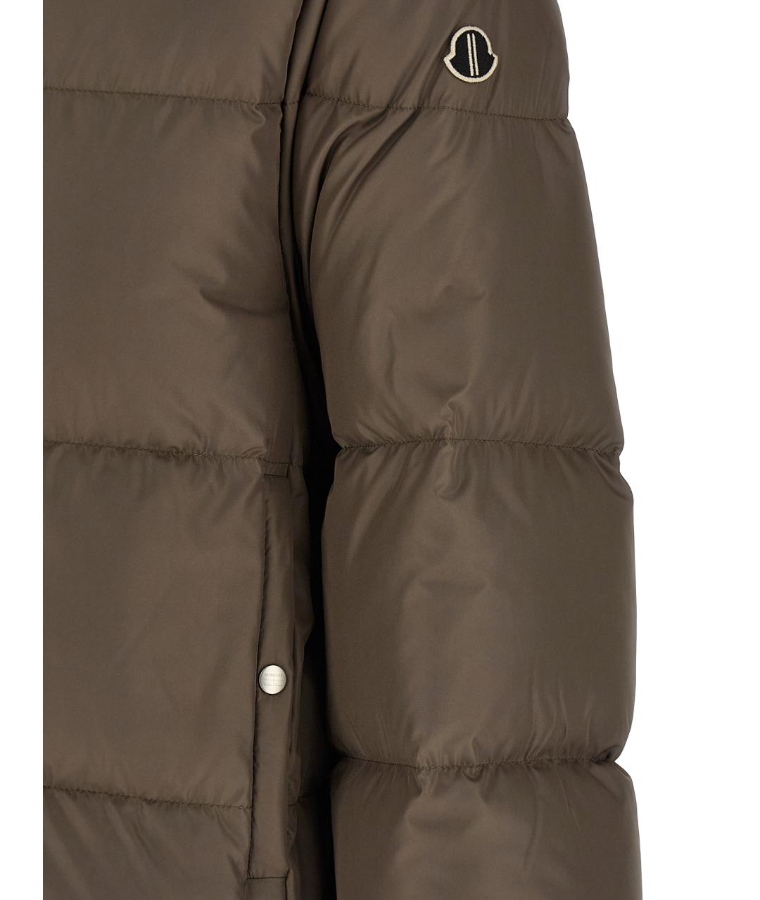 MONCLER Коричневый полиэстеровый пуховик, фото 5