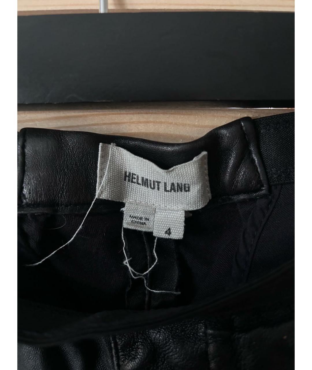 HELMUT LANG Черные кожаные брюки узкие, фото 3