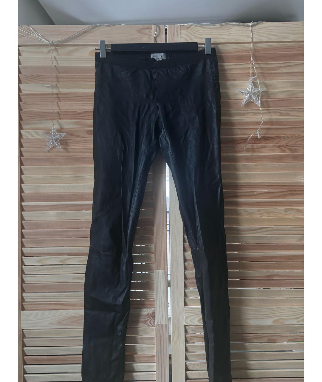 HELMUT LANG Черные кожаные брюки узкие, фото 5