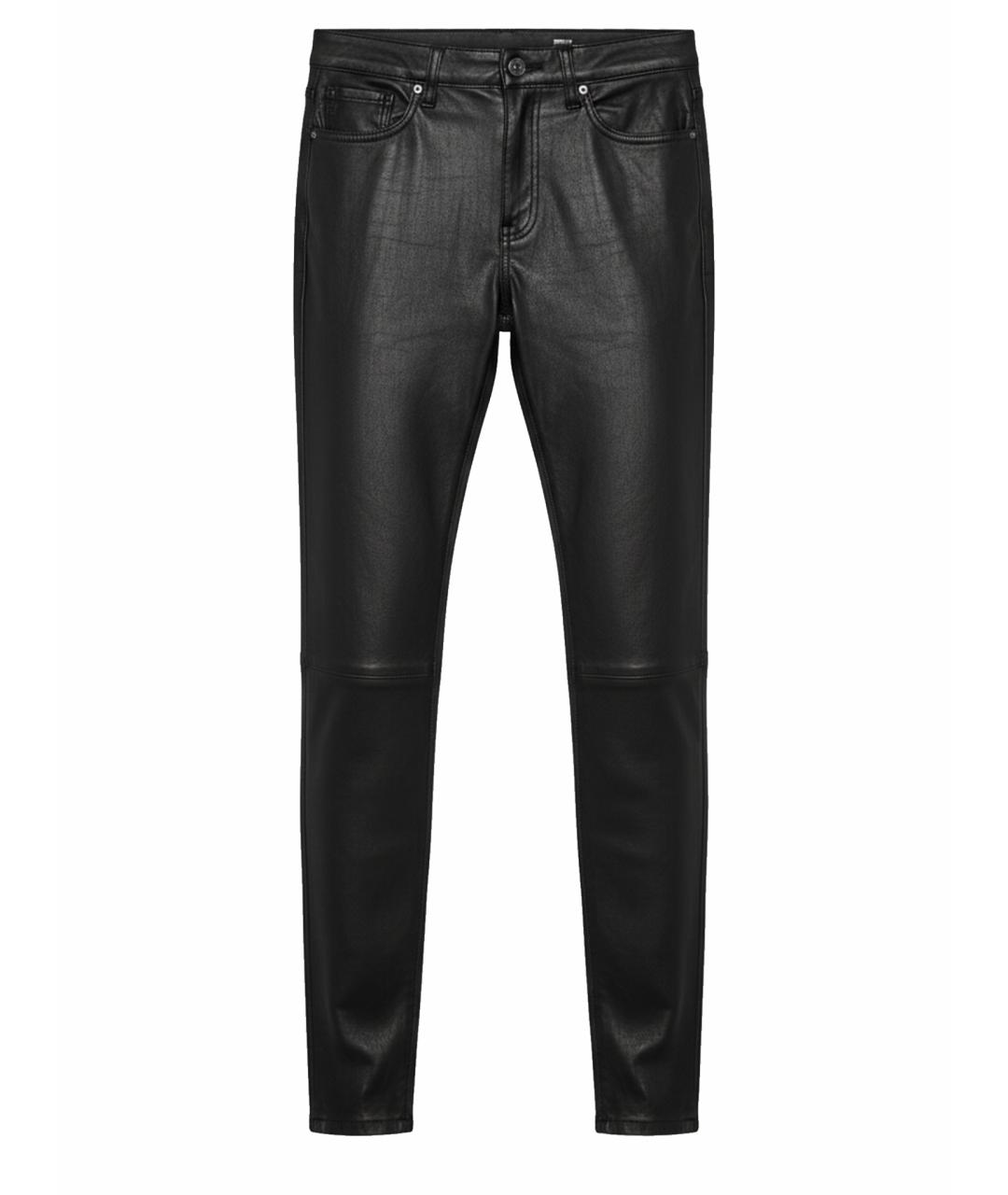 HELMUT LANG Черные кожаные брюки узкие, фото 1