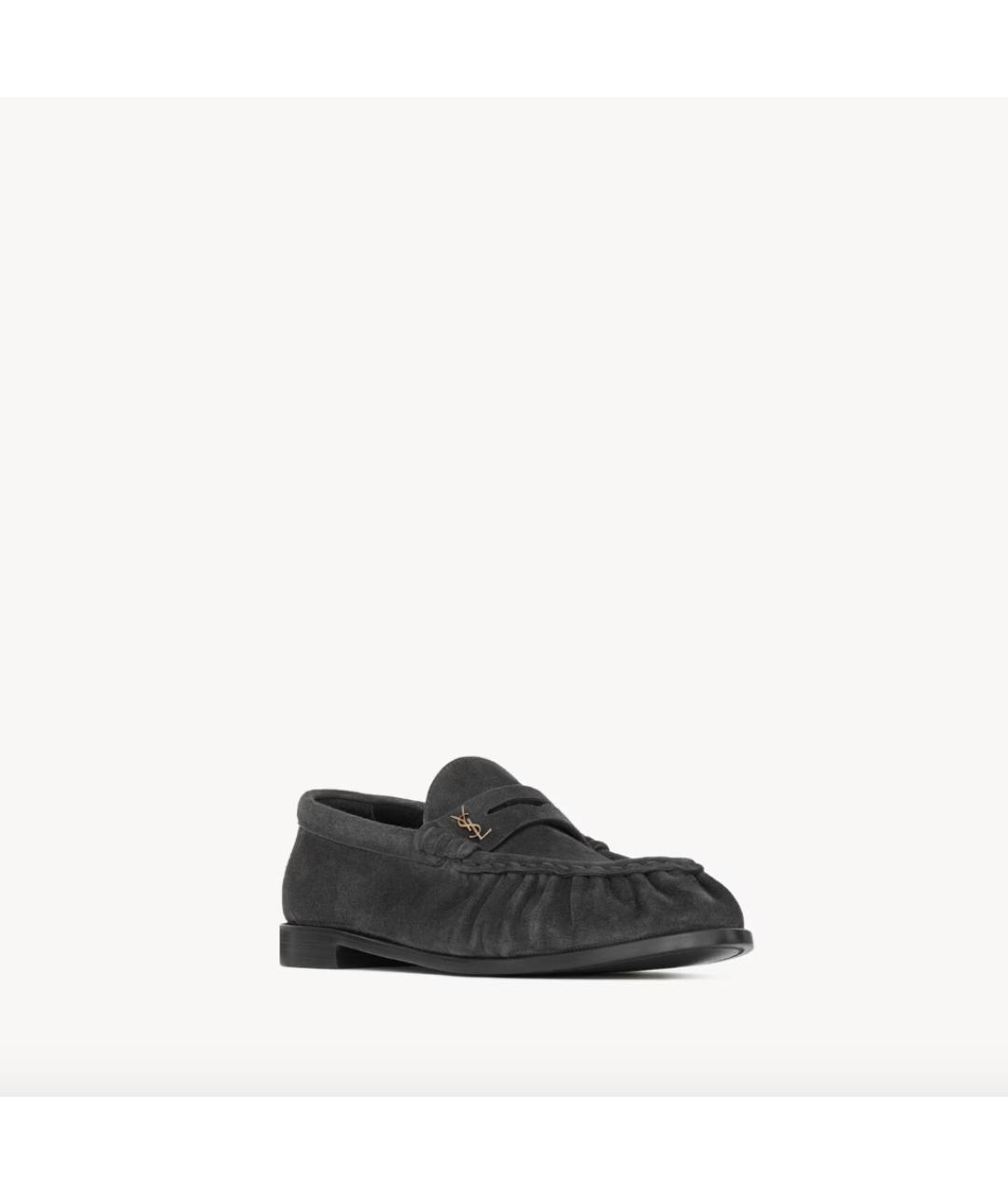 SAINT LAURENT Серые замшевые лоферы, фото 3