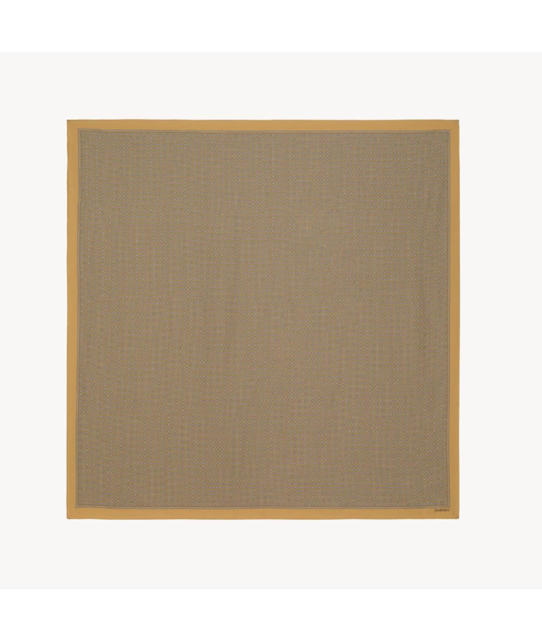 SAINT LAURENT Горчичный шелковый шарф, фото 3