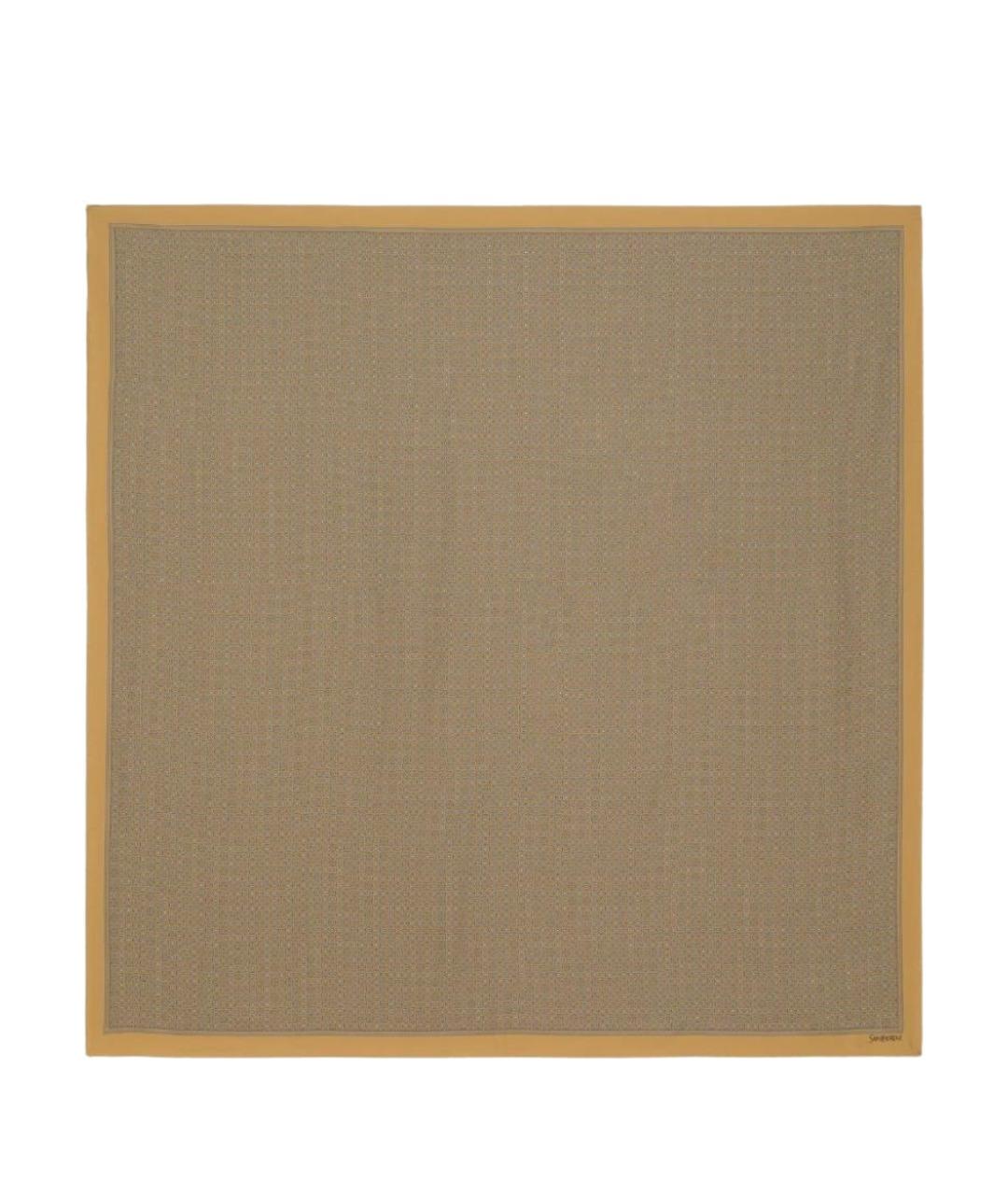 SAINT LAURENT Горчичный шелковый шарф, фото 1