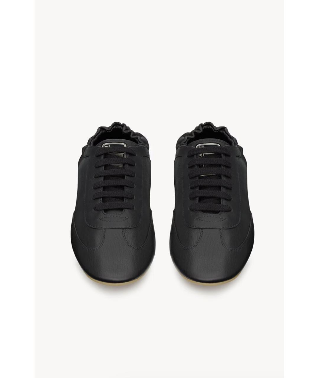 SAINT LAURENT Черные кожаные низкие кроссовки / кеды, фото 2