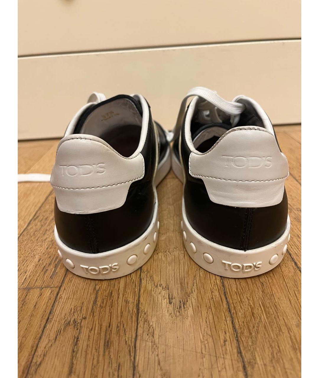 TOD'S Черные кожаные кеды, фото 4