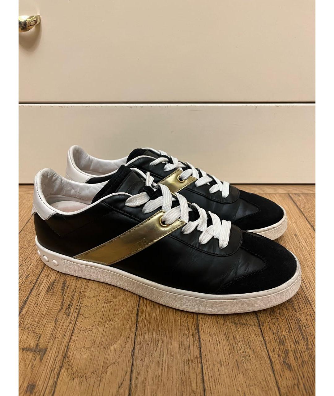 TOD'S Черные кожаные кеды, фото 5