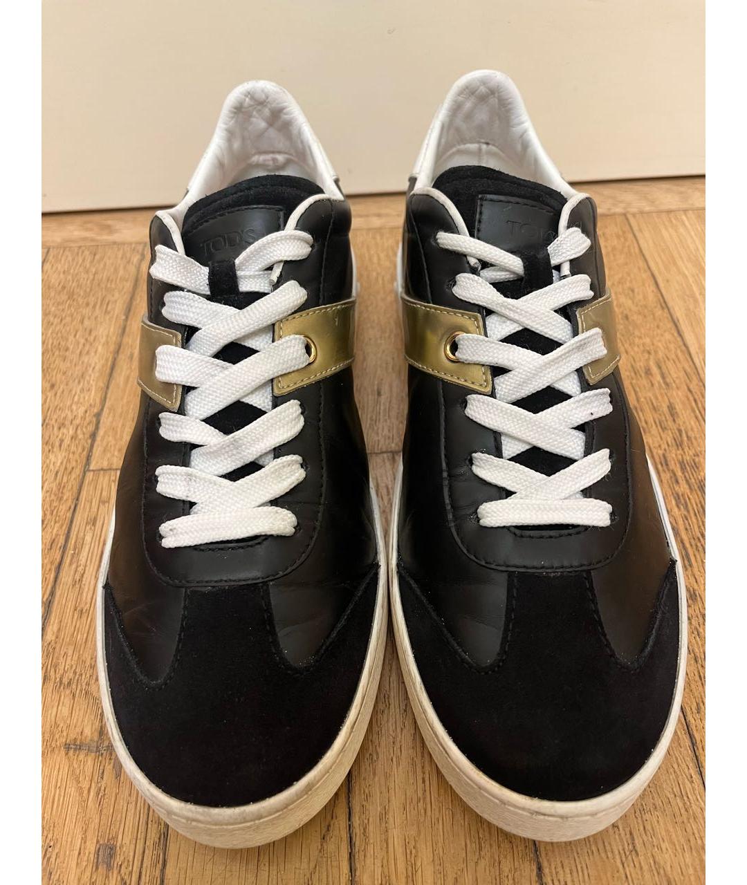 TOD'S Черные кожаные кеды, фото 2