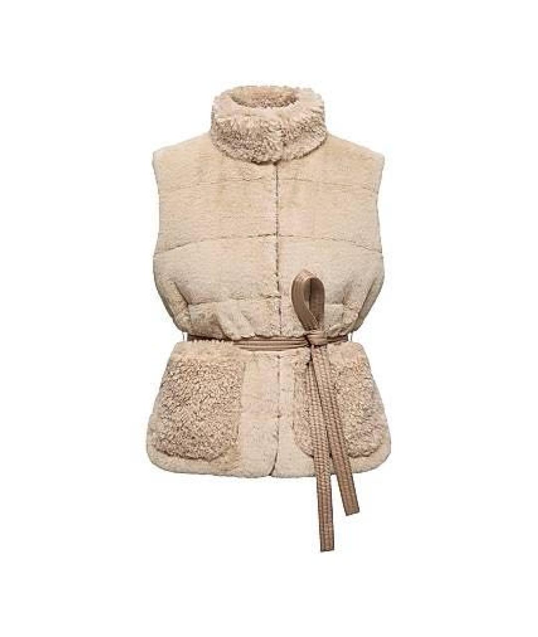 MONCLER Бежевый меховой жилет, фото 5