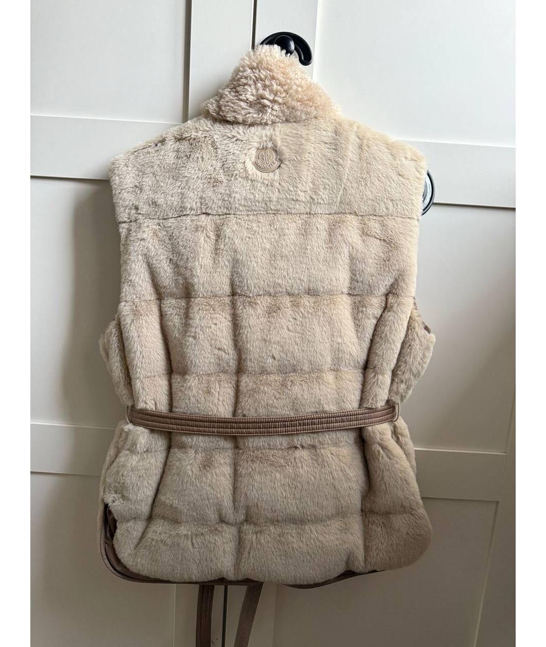 MONCLER Бежевый меховой жилет, фото 2