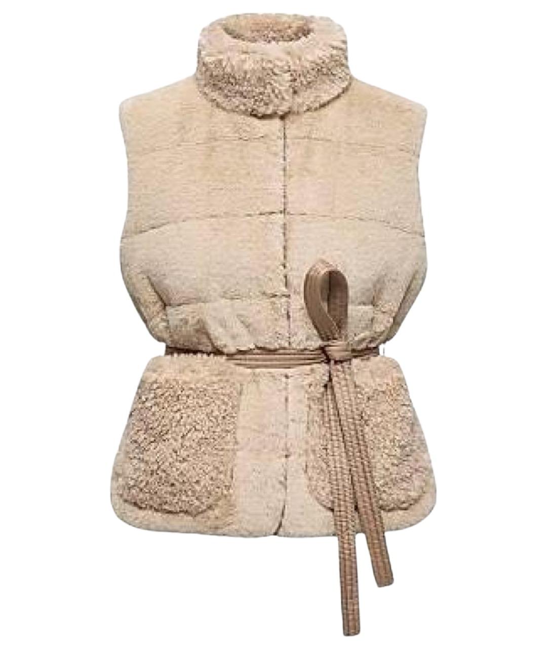 MONCLER Бежевый меховой жилет, фото 1