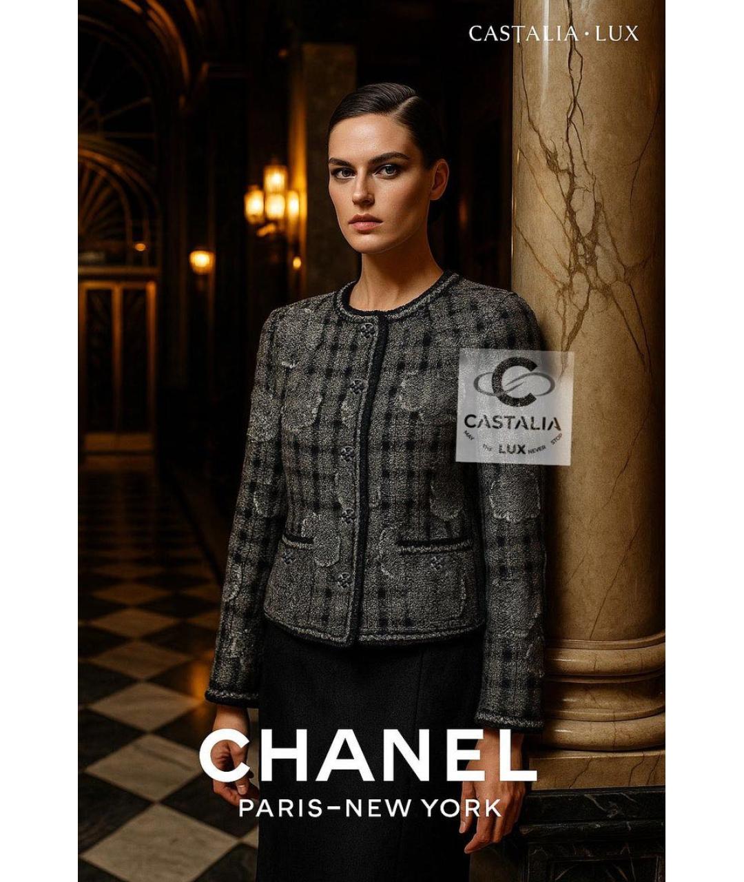 CHANEL Серый твидовый жакет/пиджак, фото 3