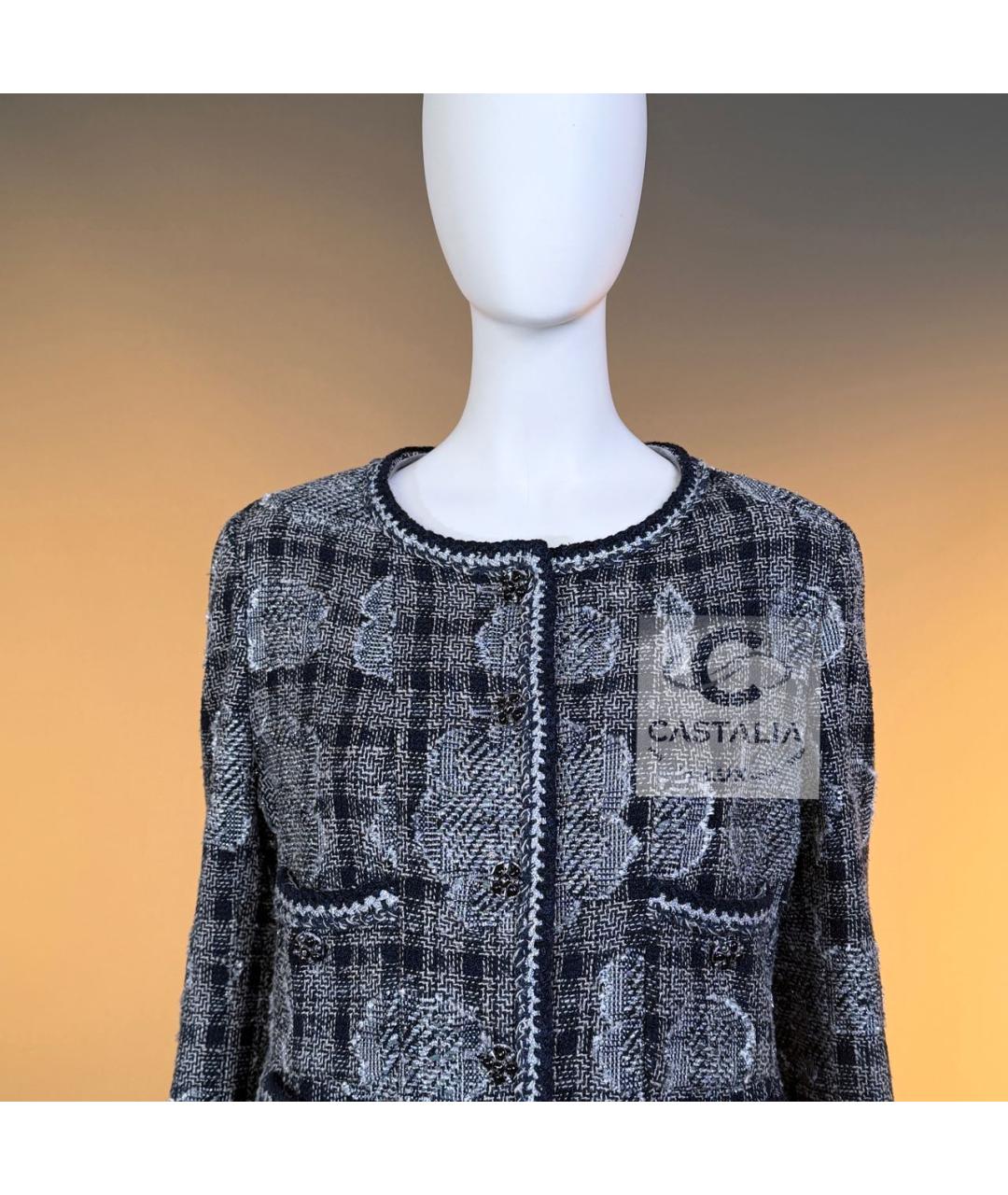 CHANEL Серый твидовый жакет/пиджак, фото 6