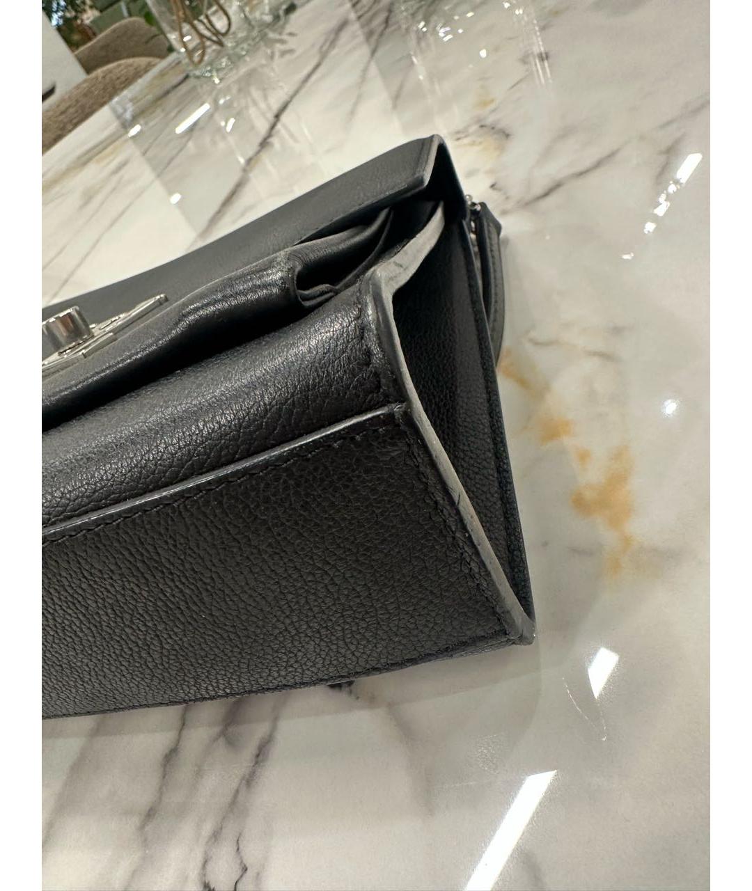 LOUIS VUITTON Черная кожаная сумка через плечо, фото 5