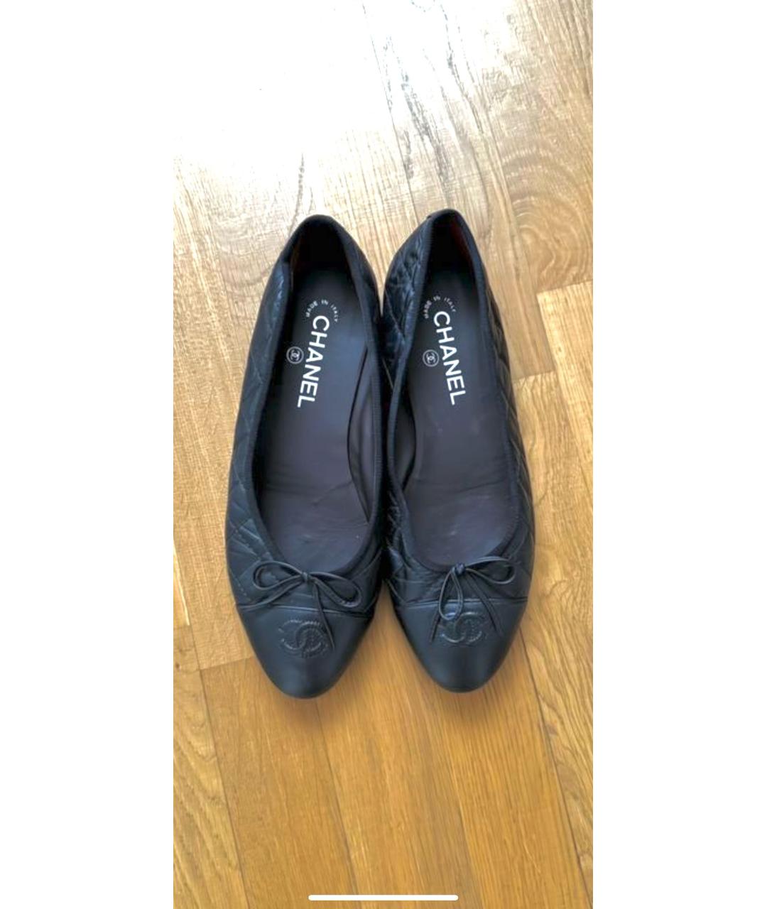 CHANEL Черные кожаные балетки, фото 4